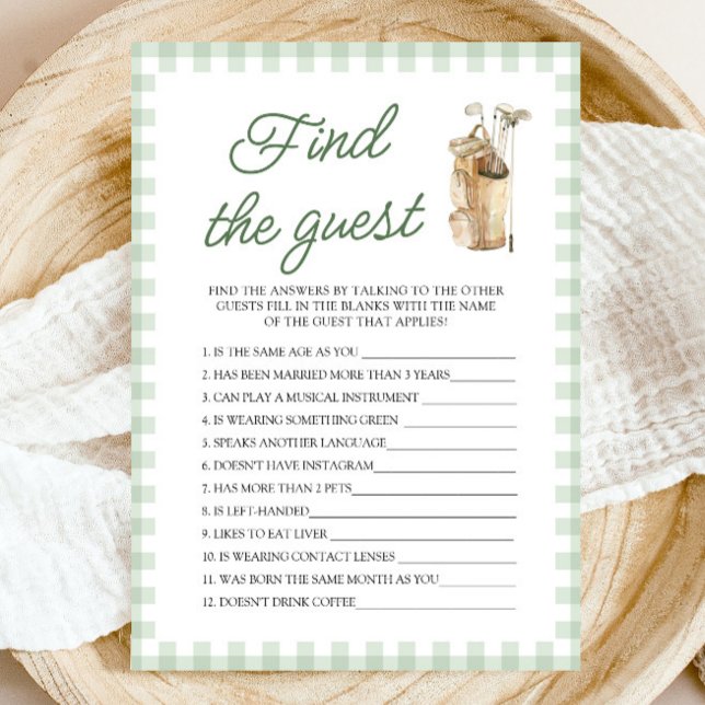 Invitation Golf Vert Trouvez le Bébé Invité Jeu de Baby Showe (Green Golf Find the Guest Baby Shower Game)