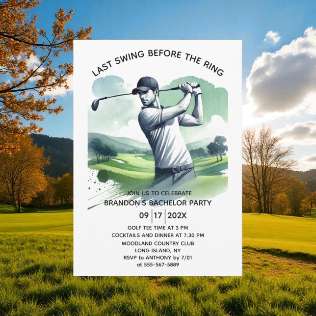 Invitation Golf Watercolor Bachelor Party (Créateur téléchargé)