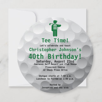 Invitation Golfball Green Golf 40e Anniversaire Fête Invitati