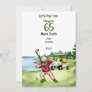 Invitation Golfer 65e anniversaire Dabbing avec voiturette de