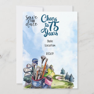 Invitation Golfer 75e anniversaire avec sac de golf Enregistr