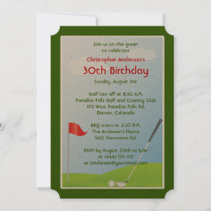 Invitation Golfer Golf Ball and Flag 30e anniversaire