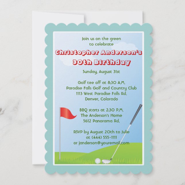 Invitation Golfer Golf Boule de golf et drapeau 30e anniversa (Devant)