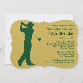 Invitation Golfer Golf Vert bronze 40e anniversaire Invitatio