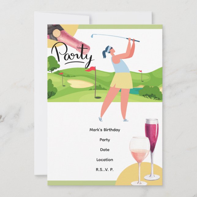 Invitation Golfer Partons Tee pour la fête (Devant)