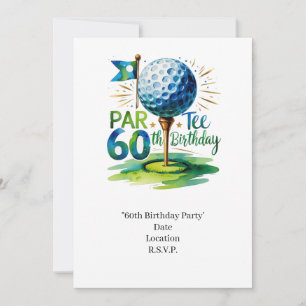 Invitation Golfeur 60e anniversaire avec balle de golf sur te