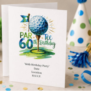 Invitation Golfeur 60e anniversaire avec balle de golf sur te