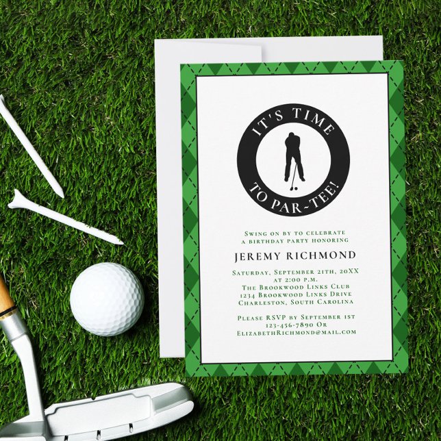 Invitation Golfeur Par Tee Drôle Humour Fête d'anniversaire P (Par Tee Golfer Funny Humor Birthday Party For Him Invitation)