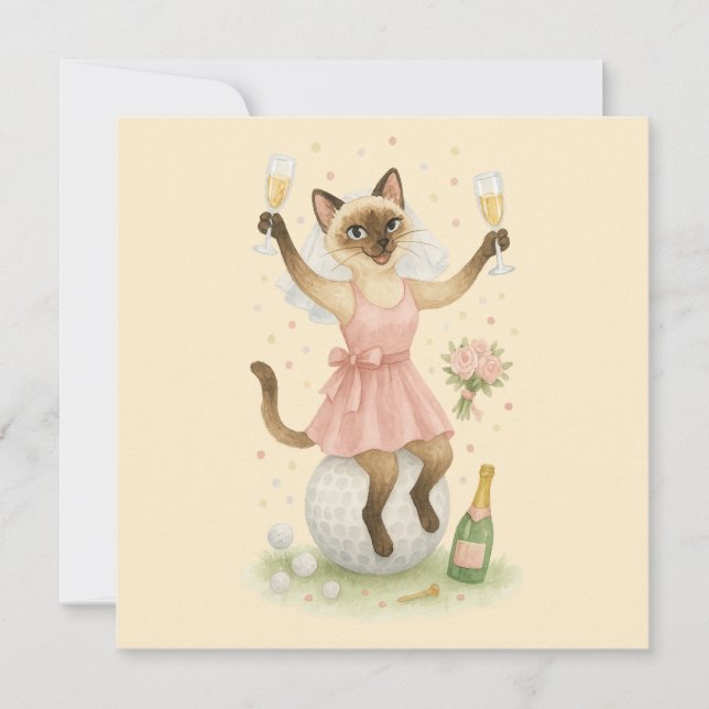 Invitation Golfeuse Épargnez la Date Mariée Enterrement de vi (Devant)