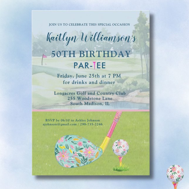 Invitation * Golfeuse personnalisée pour une fête d'anniversa (Créateur téléchargé)