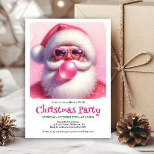 Invitation Gomme à bulles rose Père Noël aquarelle Noël drôle