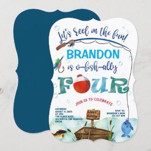 Invitation Gone Fishing quatrième anniversaire petit pêcheur