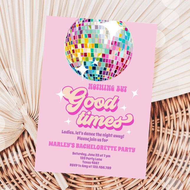 Invitation Good Times Disco Party Bachelortie Super (Créateur téléchargé)