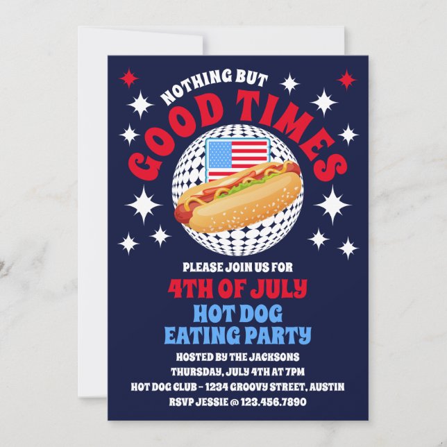 Invitation Good Times Super 4 juillet Hot Dog Party (Devant)