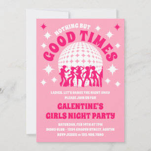 Invitation Good Times Super Pink Galentine's Girls Party