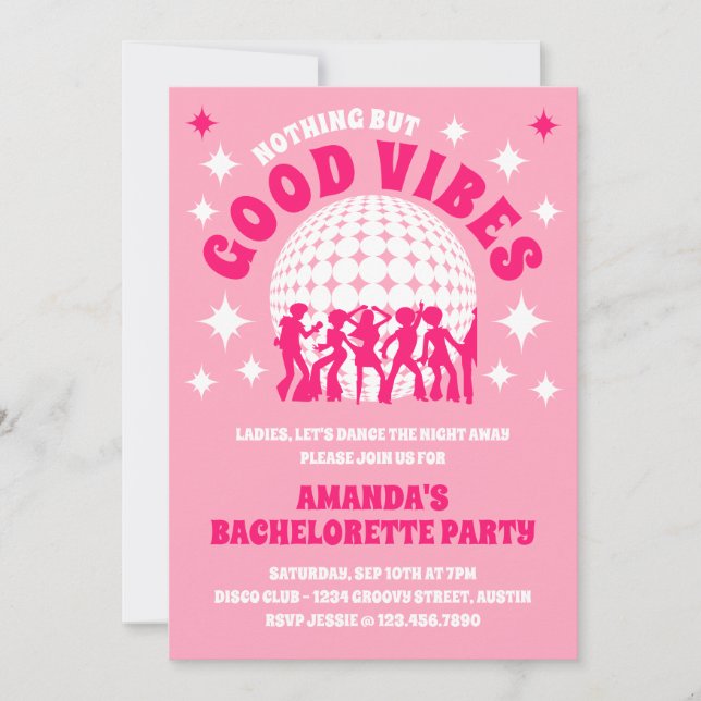 Invitation Good Vibes Super Bachelorette Rose (Devant)