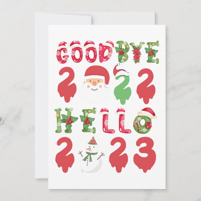 Invitation Goodbye 2022 Hello 2023 Happy New Year Christmas  (Devant)