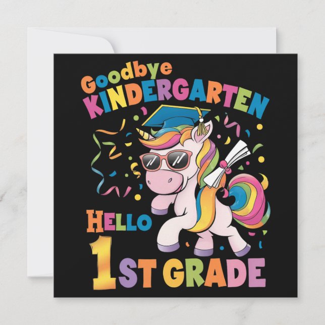 Invitation Goodbye Kindergarten Hello 1st Grade Unicorn (Devant)
