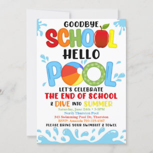Invitation Goodbye School Hello Pool Invitation, Fin d'année