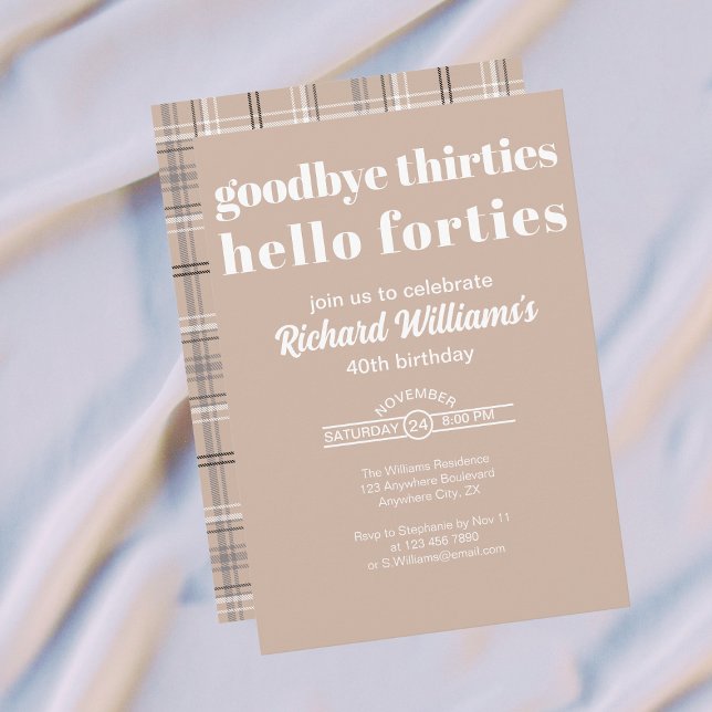 Invitation Goodbye Thirtis Hello Forties Modern 40th Birthday (Créateur téléchargé)
