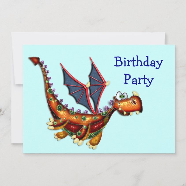 Invitation Goofy Flying Dragon Birthday Party (Devant)