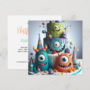 INVITATION GOOFY WEIRD CRAZY MONSTER CAKE ANNIVERSAIRE