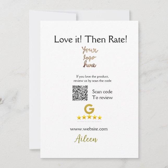 Invitation Google évaluez-nous avis commande achat entreprise (Devant)