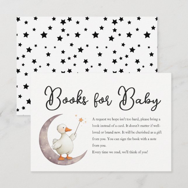 Invitation Goose Baby Shower Books Request card (Devant / Derrière)