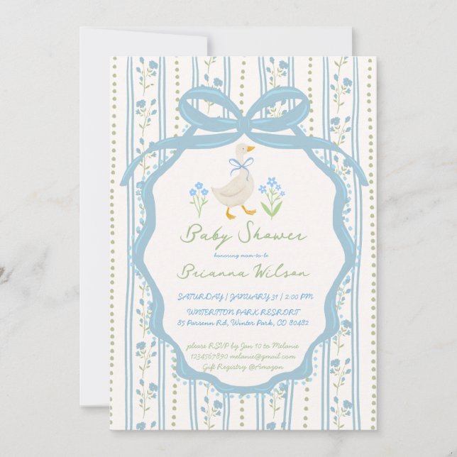 Invitation Goose nursery rhymes baby shower (Devant)