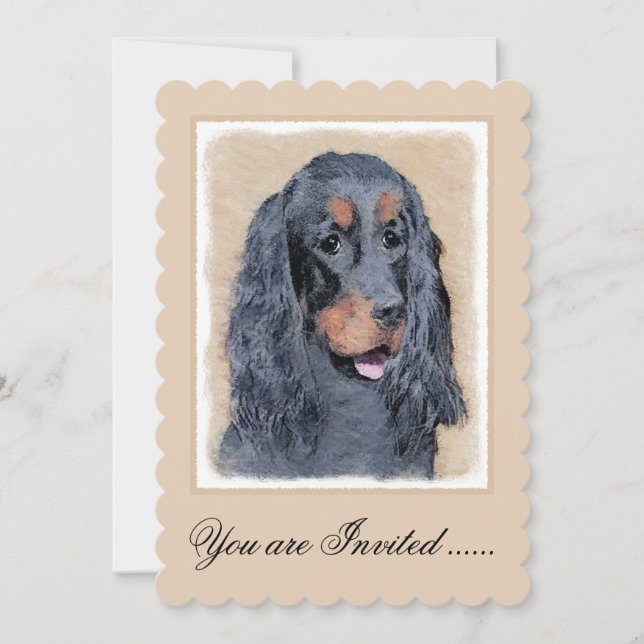 Invitation Gordon Setter Peinture - Joli art original chien (Devant)