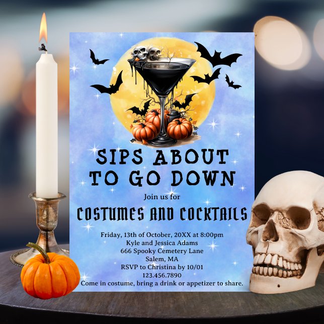 Invitation Gorgées Prêtes À Descendre Martini  Soirée Hallowe (Créateur téléchargé)