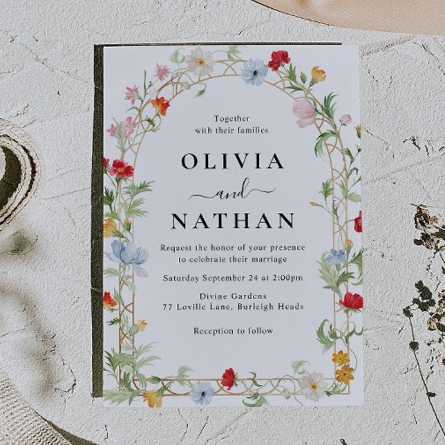 Invitation Gorgeous Wildflower Wreath Wedding (Créateur téléchargé)