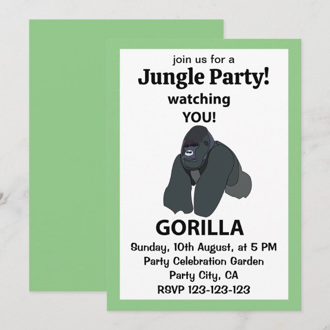 Invitation Gorilla Vous Regarder Drôle Gorilla (Devant / Derrière)
