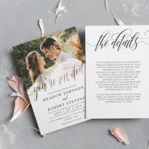 Invitation Gossamer Overlay Photo informelle 2 en 1 Mariage