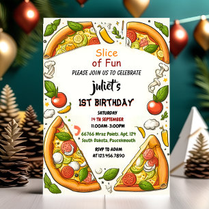 Invitation Gosse d'amour fille ado pizza premier 1er annivers