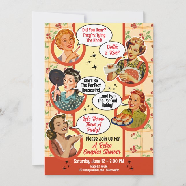 Invitation Gossiping Femme de ménage Couples Douche 2 (Devant)