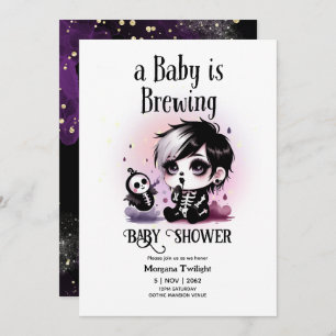 Invitation Goth Baby Boy est en train de brasser sorcier Ghos