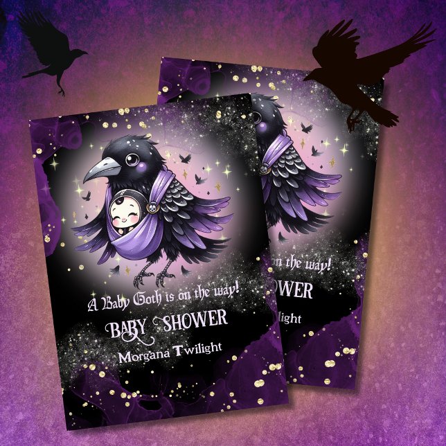 Invitation Goth Baby Boy Girl Livrée par Crow Moonlight (Créateur téléchargé)