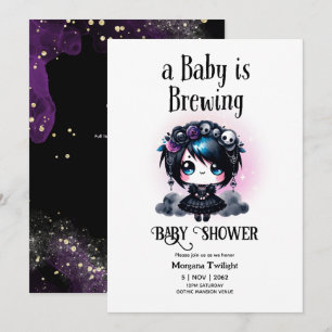 Invitation Goth Baby Girl est en train de brasser Kawaii Anim