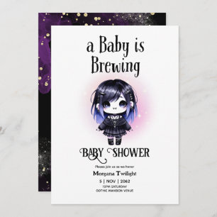 Invitation Goth Baby Girl est en train de brasser Vampire Bat