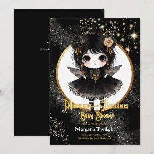 Invitation Goth Baby shower Cute Girl Lullabes lune lumière