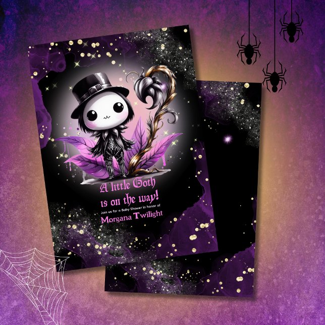 Invitation Goth Baby shower Skeleton Crow Lune (Créateur téléchargé)