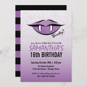 Invitation Goth Lèvres Vampire Halloween Anniversaire Invitat