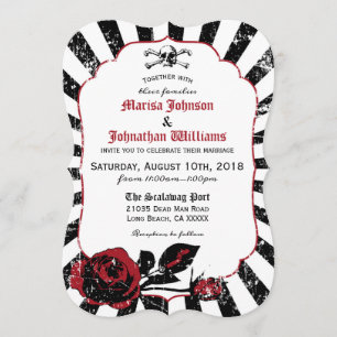 Invitation Goth Rose Crâne Grunge Pirate Mariage