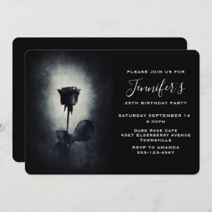 Invitation Goth Rose noir goutte de sang Grunge Anniversaire