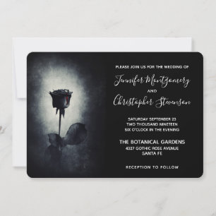 Invitation Goth Rose noir goutte de sang sur un Mariage noir