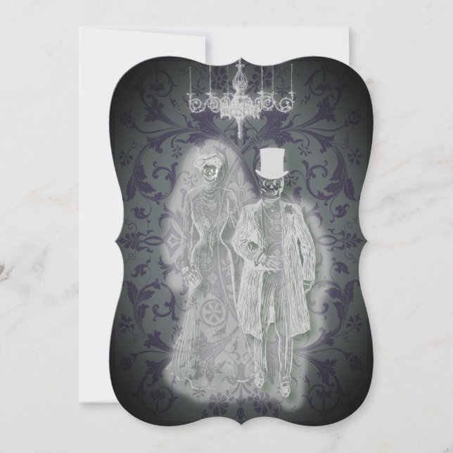 Invitation Goth Skeleton Ghost Bride et Groom Couple (Devant)