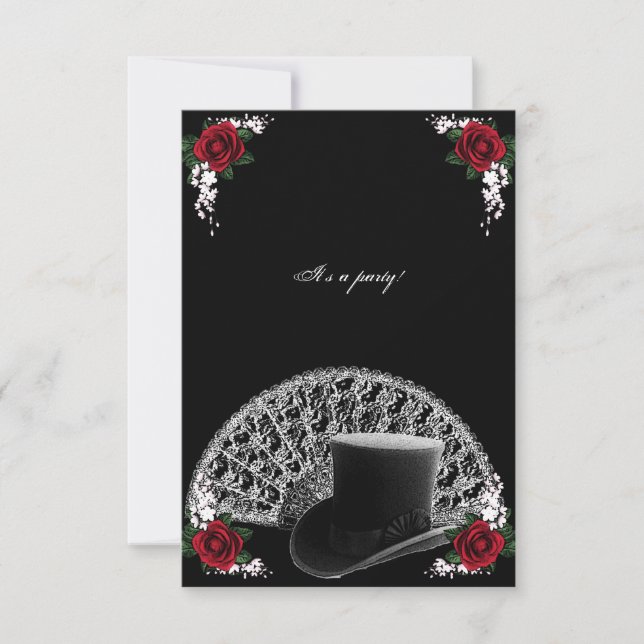 Invitation Goth Top Hat et ventilateur Mariage victorien (Devant)