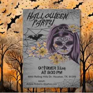 Invitation Goth Woman Zombie Scary Adulte Halloween Invitatio