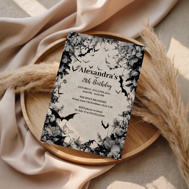 Invitation Gothic Bats & Roses Birthday (Créateur téléchargé)